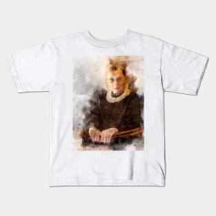 Ruth Bader Ginsburg with Judge Robes Portrait Watercolor Kids T-Shirt